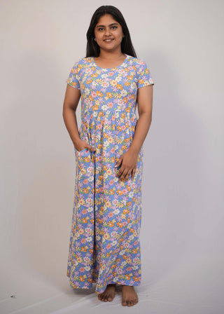 MULTI FLORAL | NON-FEEDING MAXI – SHORT SLEEVES | ANKLE LENGTH MAXI
