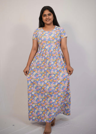 MULTI FLORAL | NON-FEEDING MAXI – SHORT SLEEVES | ANKLE LENGTH MAXI