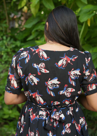BLACK RED FLORAL | MATERNITY GEORGETTE MAXI ANKLE LENGTH