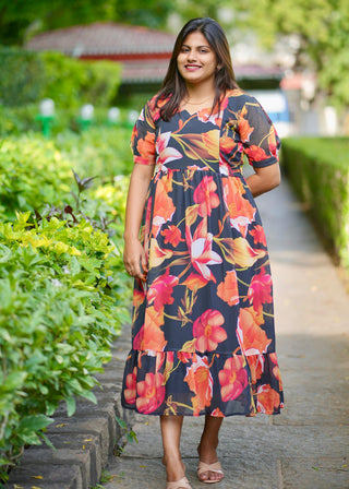 BOHEMIAN FLORAL| MATERNITY GEORGETTE MAXI ANKLE LENGTH
