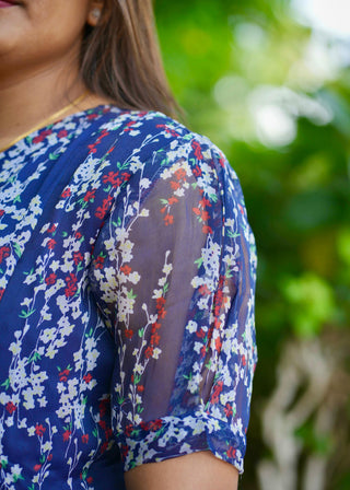 INDIGO GARDEN FLAIR | MATERNITY GEORGETTE MAXI ANKLE LENGTH
