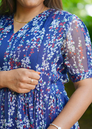 INDIGO GARDEN FLAIR | MATERNITY GEORGETTE MAXI ANKLE LENGTH