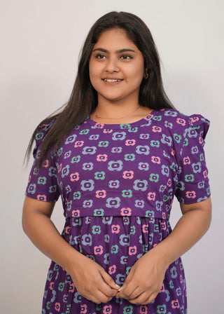 VIOLET CHAKRA | ZIPLESS MATERNITY MAXI-PUFF SLEEVES | FULL LENGTH MAXI
