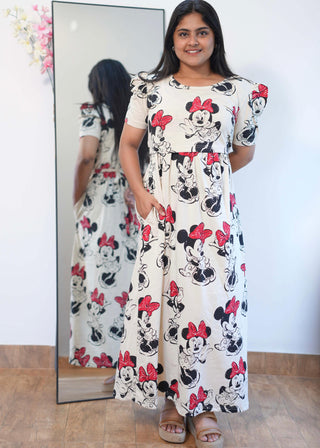 MICKEY | ZIPLESS MATERNITY MAXI-PUFF SLEEVES | FULL LENGTH MAXI