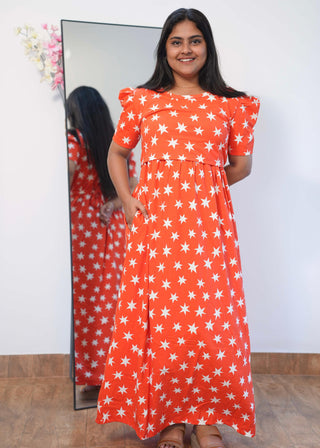 STAR | NON-FEEDING MAXI – PUFF SLEEVES | FULL LENGTH MAXI