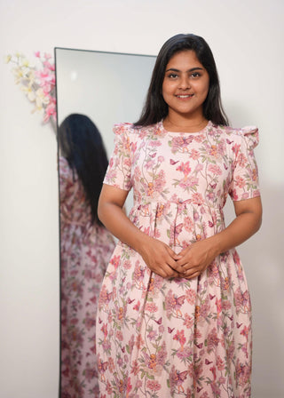 PINK GARDENIA | NON-FEEDING MAXI – PUFF SLEEVES | FULL LENGTH MAXI