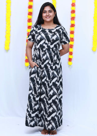 INKRUSH | ZIPLESS MATERNITY MAXI-SHORT SLEEVES | FULL LENGTH MAXI
