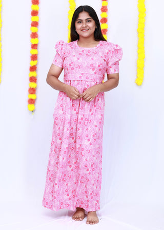 DAISY | ZIPLESS MATERNITY MAXI-PUFF SLEEVES | FULL LENGTH MAXI