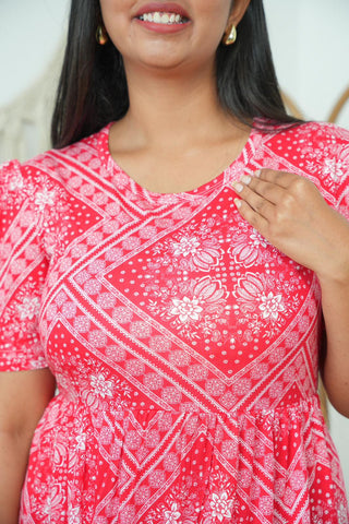 RED PARSLEY | NON-FEEDING MAXI – PUFF SLEEVES | FULL LENGTH MAXI