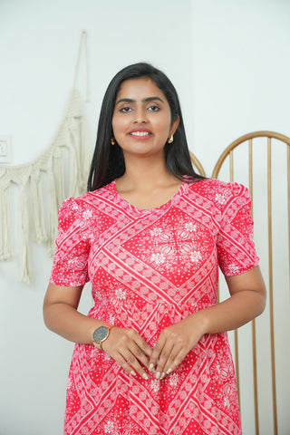 RED PARSLEY | NON-FEEDING MAXI – PUFF SLEEVES | FULL LENGTH MAXI