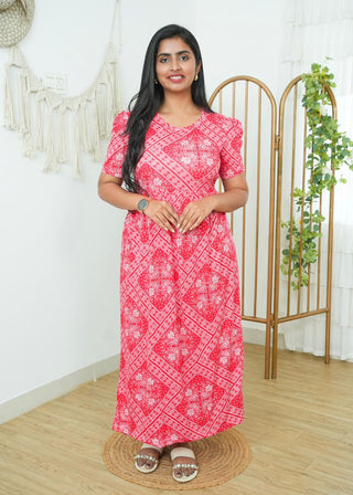 RED PARSLEY | NON-FEEDING MAXI – PUFF SLEEVES | FULL LENGTH MAXI