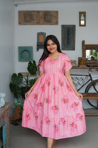 STRIPED PINK | MATERNITY MAXI ANKLE LENGTH