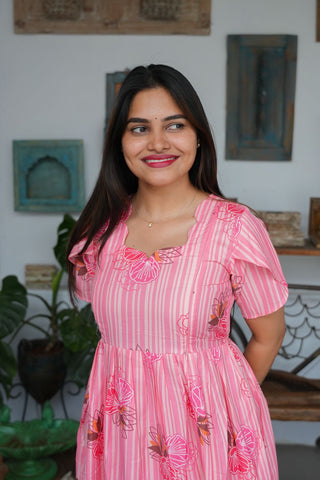 STRIPED PINK | MATERNITY MAXI ANKLE LENGTH