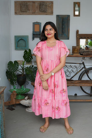 STRIPED PINK | MATERNITY MAXI ANKLE LENGTH