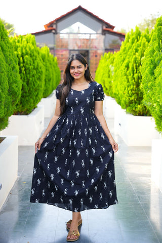 CLASSICAL BLACK | MATERNITY COTTON MAXI FULL LENGTH