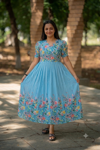 RAINY LEAVES | MATERNITY GEORGETTE MAXI ANKLE LENGTH