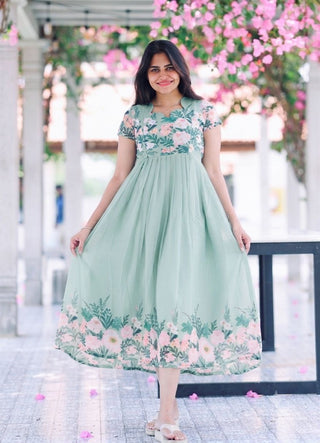 MINT GARDENIA| MATERNITY GEORGETTE MAXI FULL LENGTH